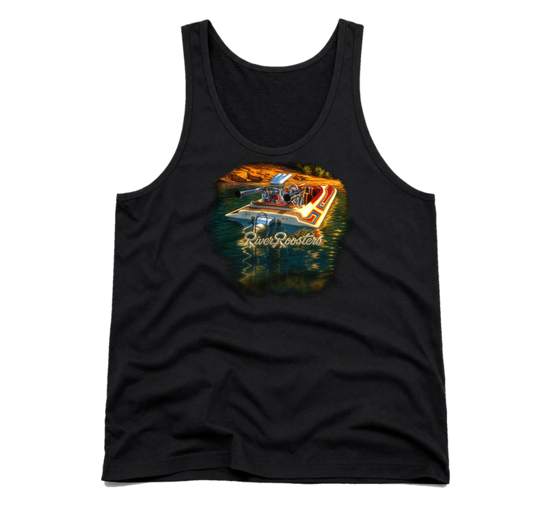 Striped Flatbottom Tank — Black — the back print