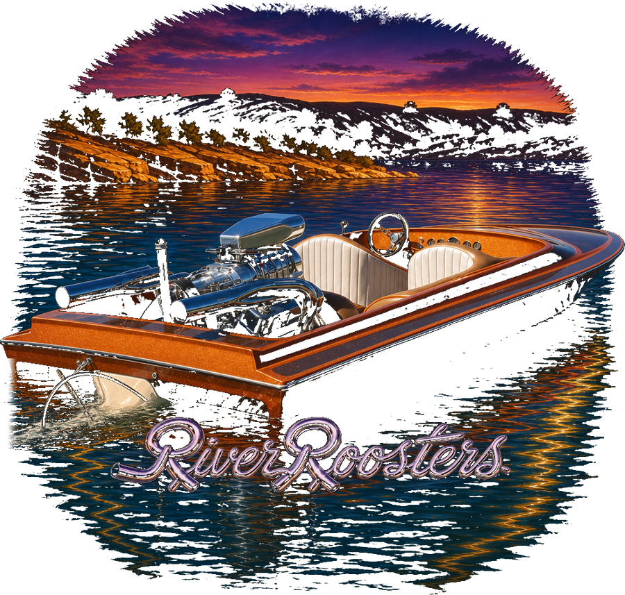 RiverRoosters Root Beer Tee — Black illustration