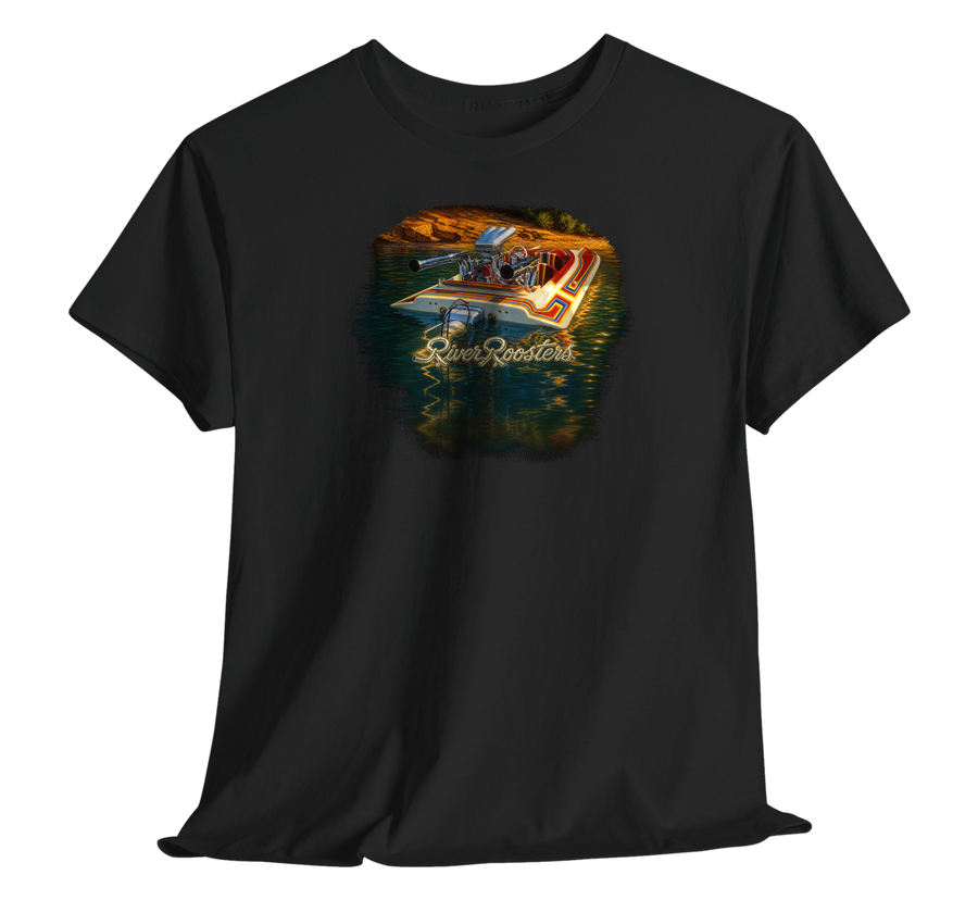 Striped Flatbottom Tee — Black &mdash; the back print