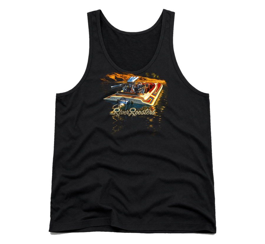 Striped Flatbottom Tank — Black — back print