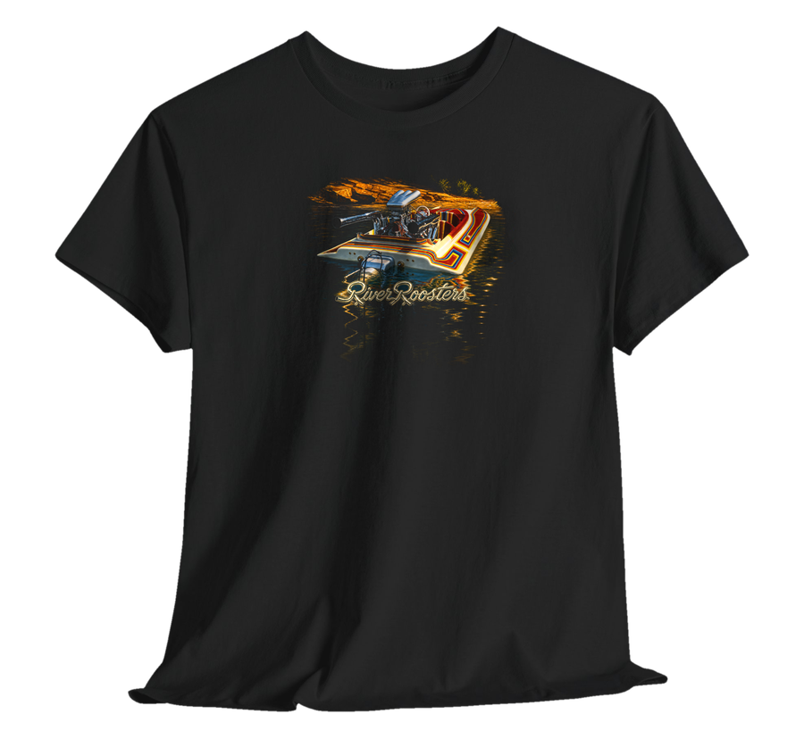Striped Flatbottom Tee — Black — back print